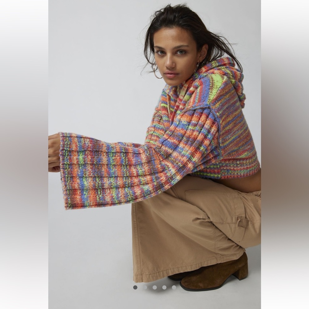 NWT Urban Outfitters Sawyer Hooded Multicolor Pullover Sweater